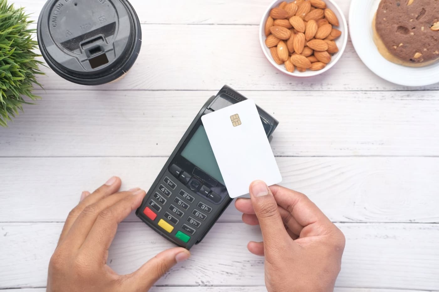Customer paying by credit card
